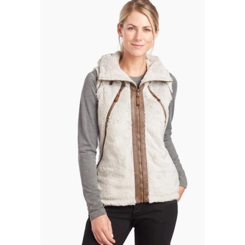 Women's Kuhl Flight Vest Full Zip Fleece Hooded Soft Cozy Sz XL